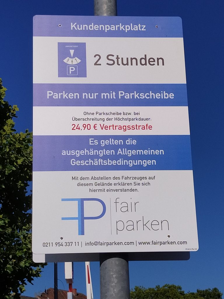 Parken Parkscheibe Schild Regeln